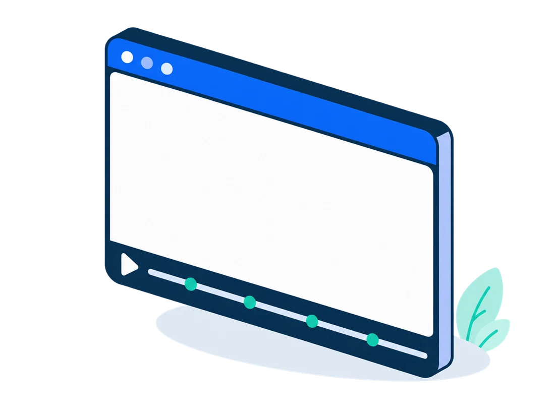 A video player window with a timeline